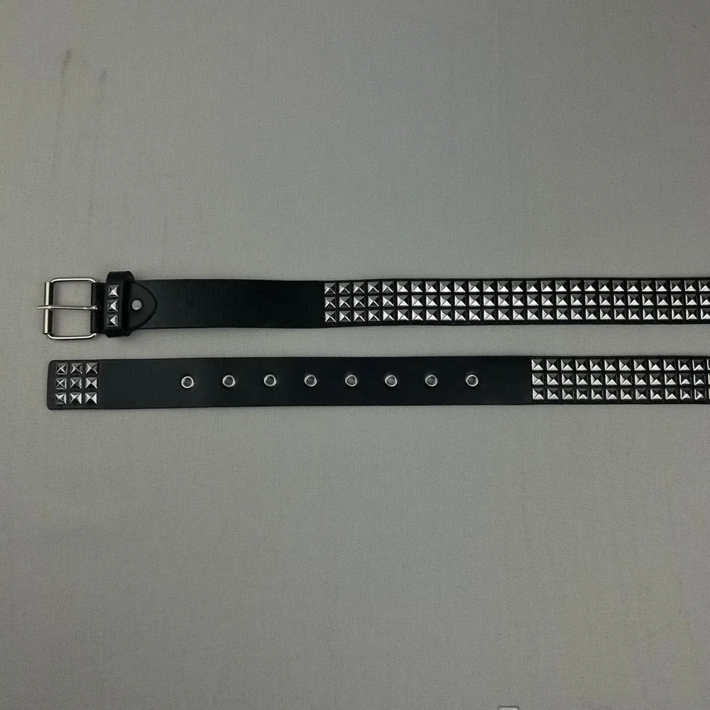 Vintage Y2K black and silver studded punk cyber grunge belt embellished